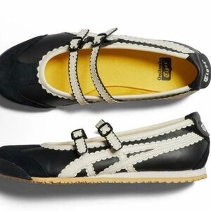 Onitsuka Tiger Black and Cream Mary Jane Sneakers size 8.5 or 40